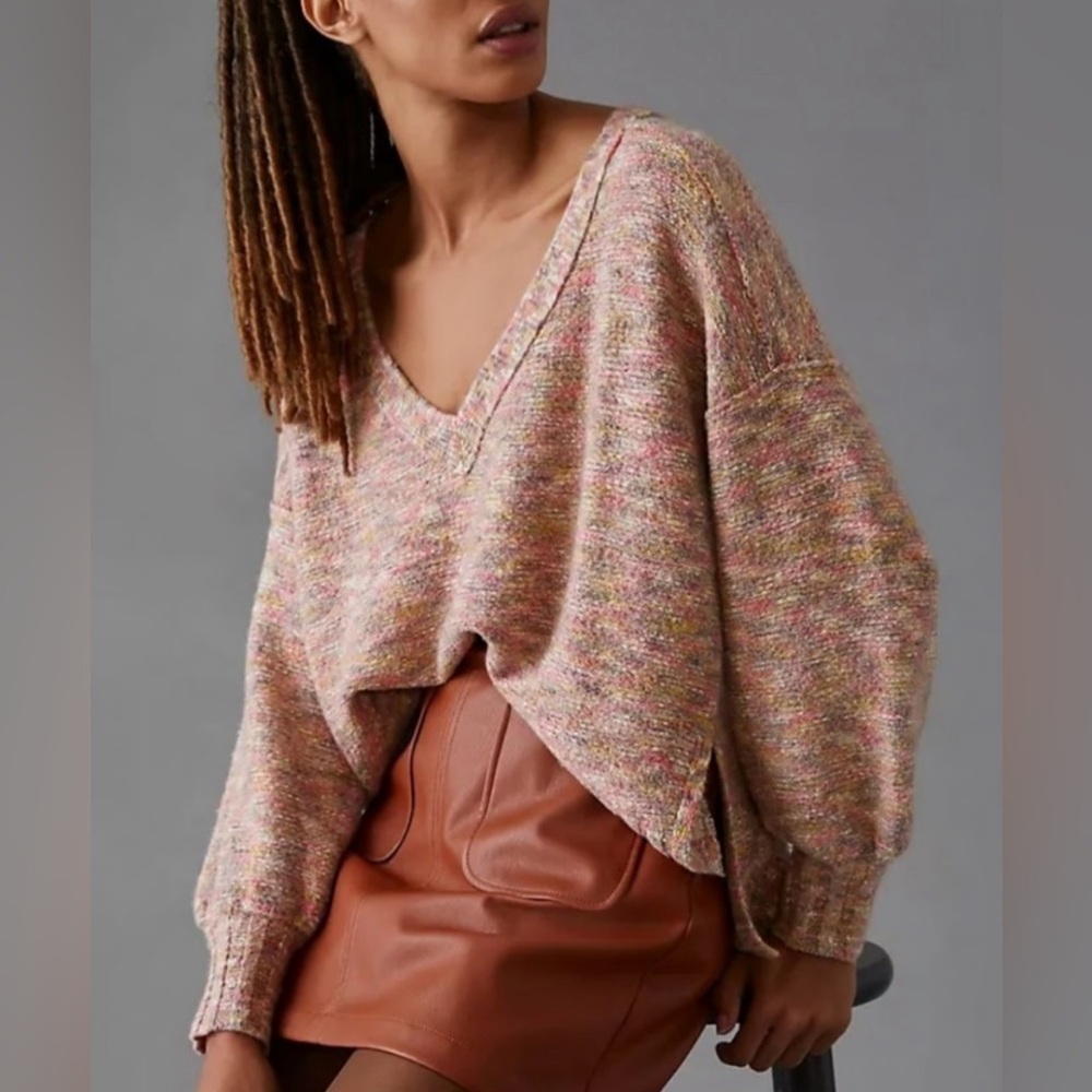 Anthropologie Pilcro Deep V Space Dye Sweater, Size S